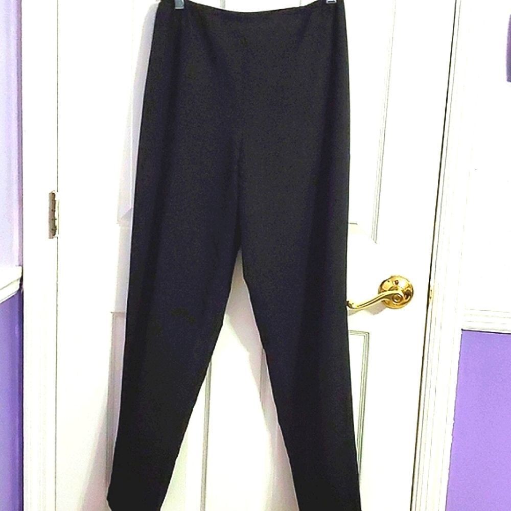 NEW Caroline Rose Black Straight Leg Minimalist Classic Pull On Pants S